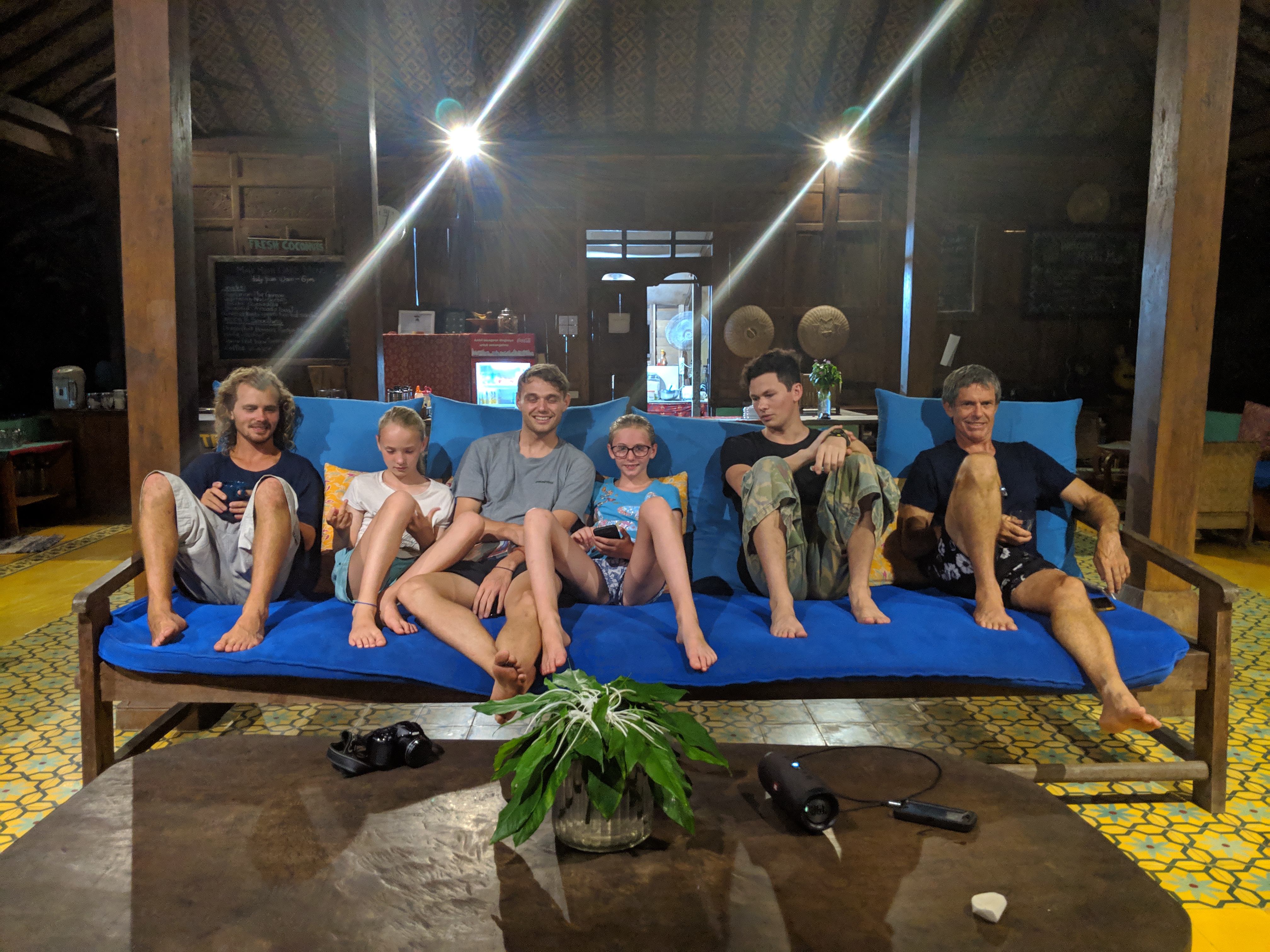 The girls, with Tom, Rob, Lenard and Jonny